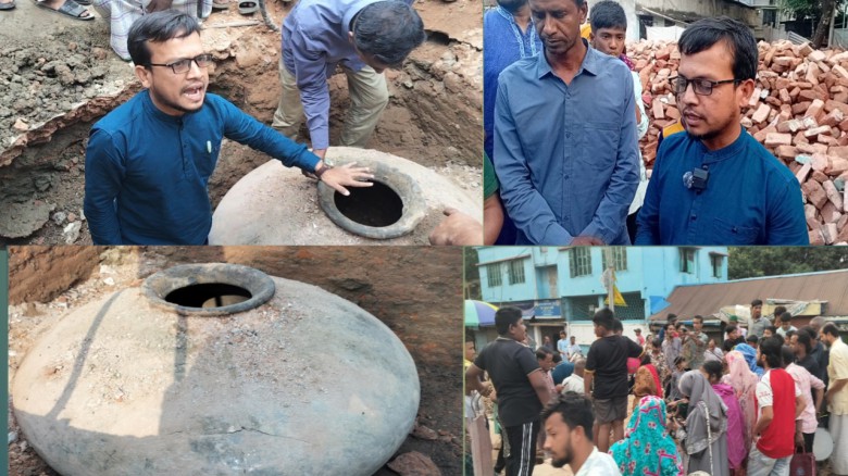 নারায়ণগঞ্জে  শতবর্ষী মাটির পাত্রের সন্ধ